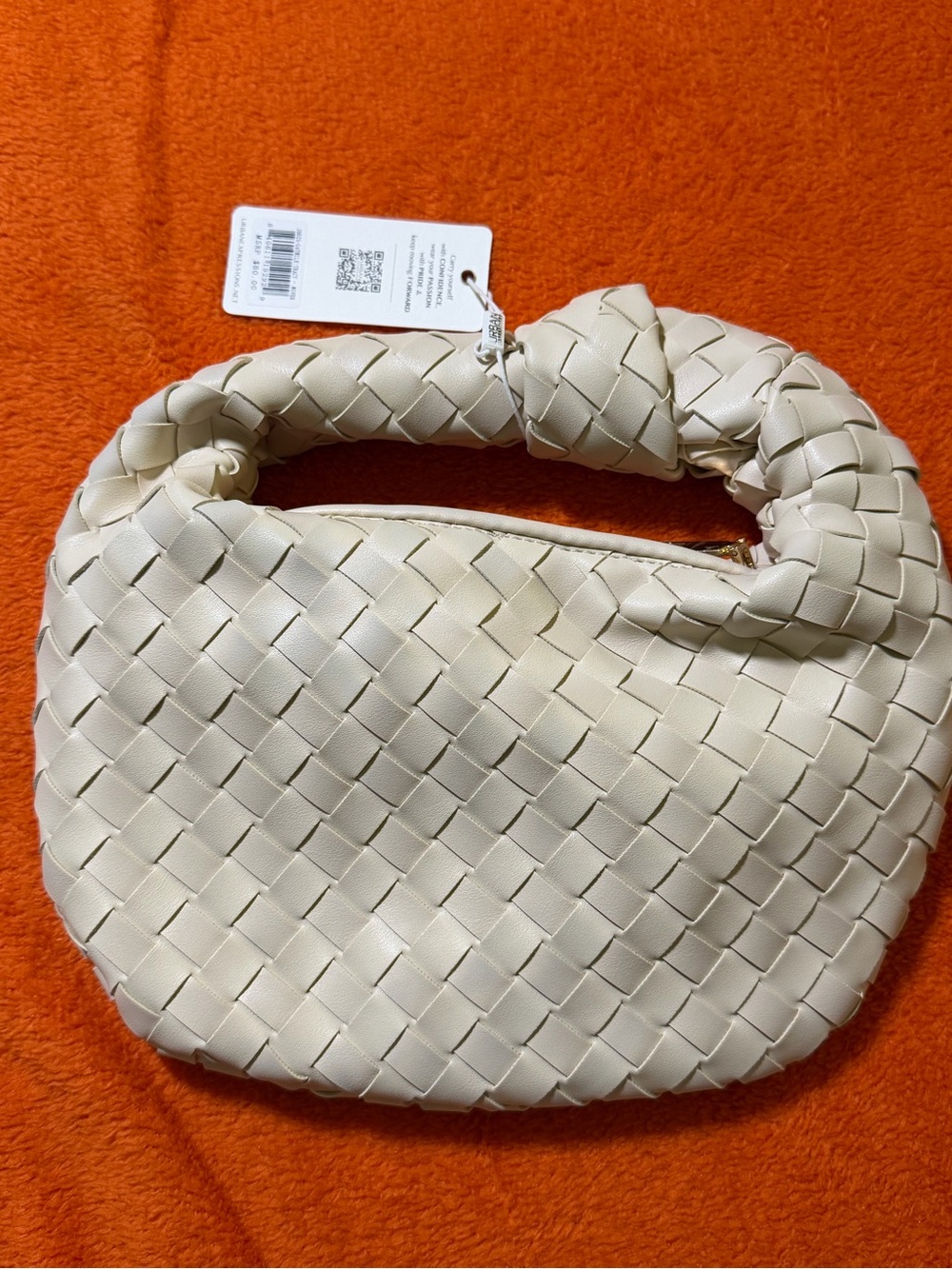 Urban Expressions Tracy Woven Bag Oatmilk Vegan Leather Clutch NWT $80